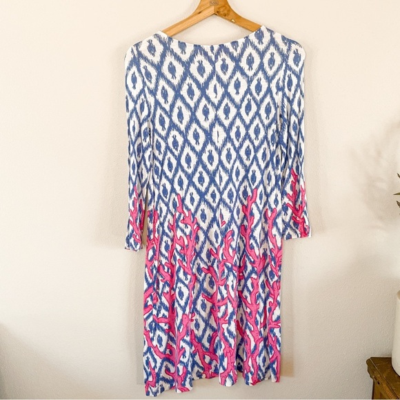 Lilly Pulitzer | Ophelia Coral Iris Blue Deep Dive Little Fish Swing Dress Sz XS - Picture 6 of 13